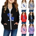 thumbnail image 4 of Utlike Girls Jacket Dinosaur Print Hooded Zip Up Jacket With Pocket For Kids Warm Thermal outerwear Cozy Casual Winter Coat For Toddler And Children Leisure Top For Outdoor Size 9 Years-10 Years, 4 of 4