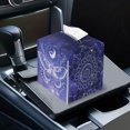 thumbnail image 7 of Psesaysky Tissue Box Cover Holder Square Tissue Cube Cover PU Leather Facial Organizer with Metal Button for Bathroom, Tabletop, Car, Night Stands, Office, Home, Kitchen -Purple Butterfly Mandala, 7 of 7
