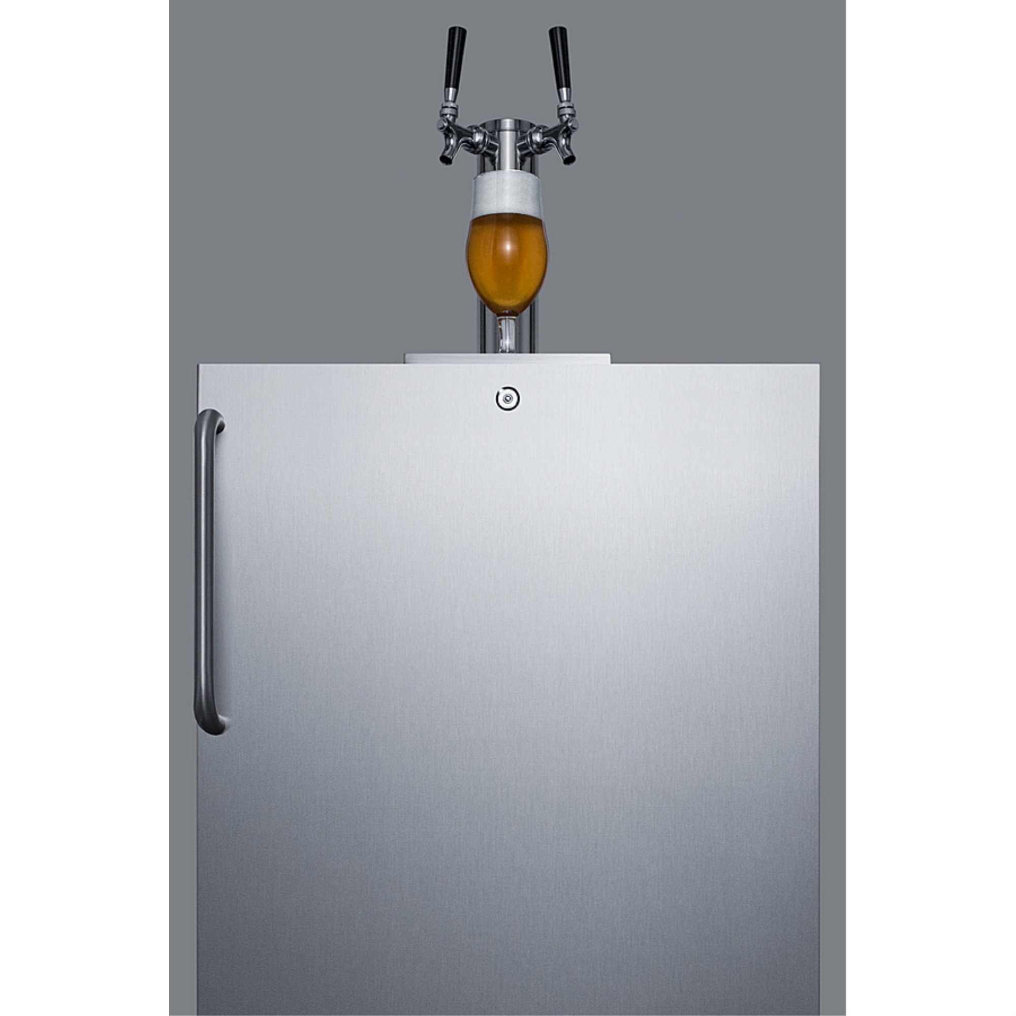 ADA compliant commercial outdoor beer cooler in complete stainless steel, designed for built-in or freestanding use
