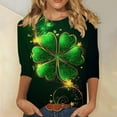 thumbnail image 6 of Craaazy St Patricks Day Shirts Womens Casual Crew Neck 3/4 Sleeve Green-themed Loose Tops Gifts, 6 of 6
