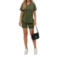 thumbnail image 5 of MOSHU 2 Piece Sets for Women Summer Lounge Short Sets Casual Oversized V Neck Shirts And Shorts Matching Fashion Outfits, 5 of 9