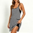 thumbnail image 2 of Tqcoqu Women's Striped Sleeveless Tank Dress Jumpshort, Color‑Contrast Pockets Built‑In Shorts Casual Summer Romper, 2 of 8