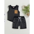 thumbnail image 3 of Musuos Baby Boy Casual Summer Outfits 0-3 Years Striped Sleeveless Tank Tops and Elastic Waist Shorts with Pocket 2 Piece Kids Set, 3 of 9