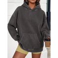 thumbnail image 5 of Oversized Hoodies for Women Acid Wash Sweatshirt Cute Pullover Fall Winter Long Sleeve Shirts Gray S, 5 of 9