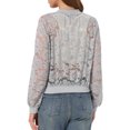thumbnail image 3 of INSPIRE CHIC Women's Lace Jackets Stand Collar Zip Up Mesh Sheer Bomber Jacket XL Light Gray, 3 of 5