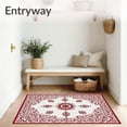 thumbnail image 3 of ODIKA 5'x7' Machine Washable Non-Slip Area Rug, Quatrefoil Medallion Boho Style Indoor Floor Covering High Traffic Rug, Red, 667322, 3 of 7