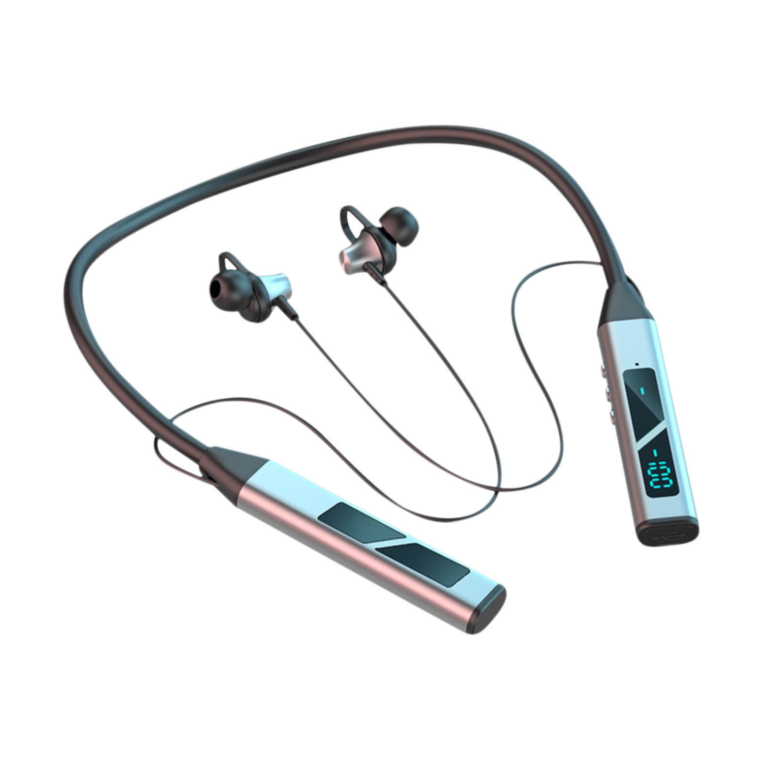 Bluetooth Headphones Wireless Earbuds 80hrs Playtime Wireless Charging Case Digital Display Sports Ear Buds with Earhook Deep Bass IPX7 Waterproof Over-Ear Earphones for TV Phone Laptop(Gray)
