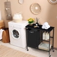 thumbnail image 6 of Oumilen Rolling Laundry Hamper with Storage Shelves, Black, 6 of 7