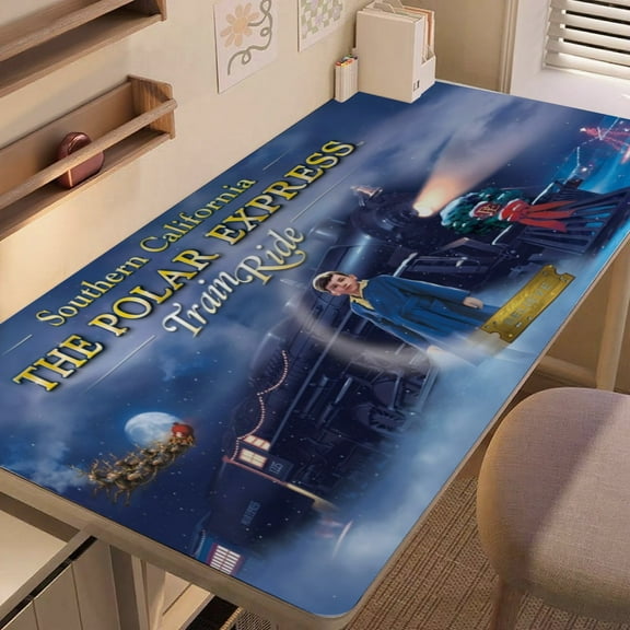 The Polar Express-themed extra-large Non-Slip Base leather Desk Table mat—versatile for computer desks, dining tables, and more.12"x24"(30X60cm）