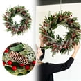 thumbnail image 2 of 19.7 Inch Winter Wreath for Front Door, Artificial Christmas Wreath with Flocked Lambs Ear Red Berries Pinecones, All Season Outdoor Indoor Wall Holiday Decor for Thanksgiving, 2 of 6