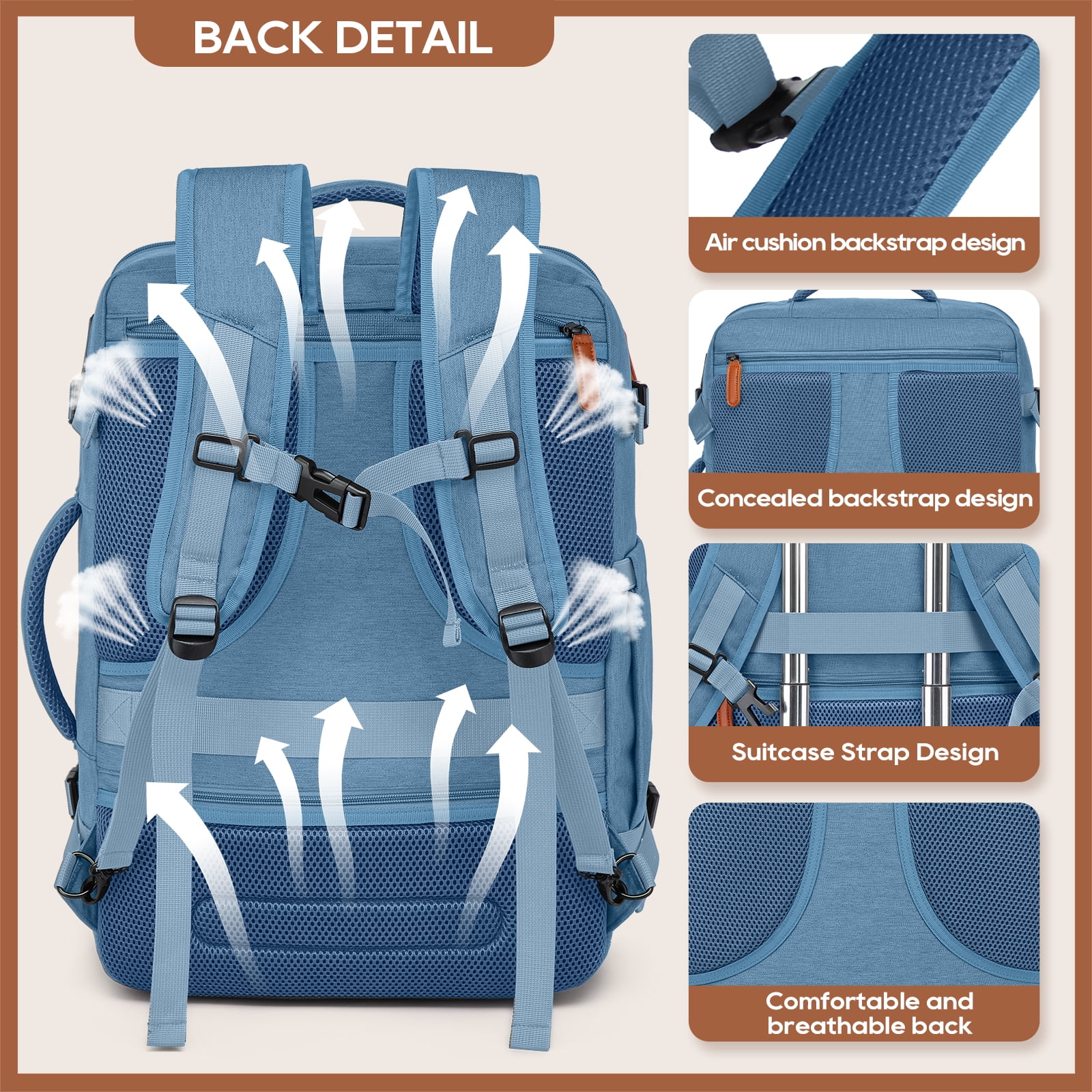 Joyway 2-Piece Travel Backpack Set Airline-Approved Waterproof Carry-On Luggage with USB Charging Port Comfortable Straps & Matching Toiletry Bag