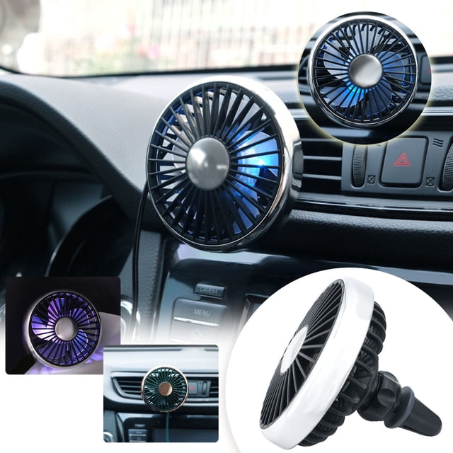 Klonfd Car Fan USB Powered For Mounted 360° Rotatable With Colorful Light Portable Clip Fans That Blow Cold Air Vent Cooler Small Mini Silent Fan For Vehicle Van Truck