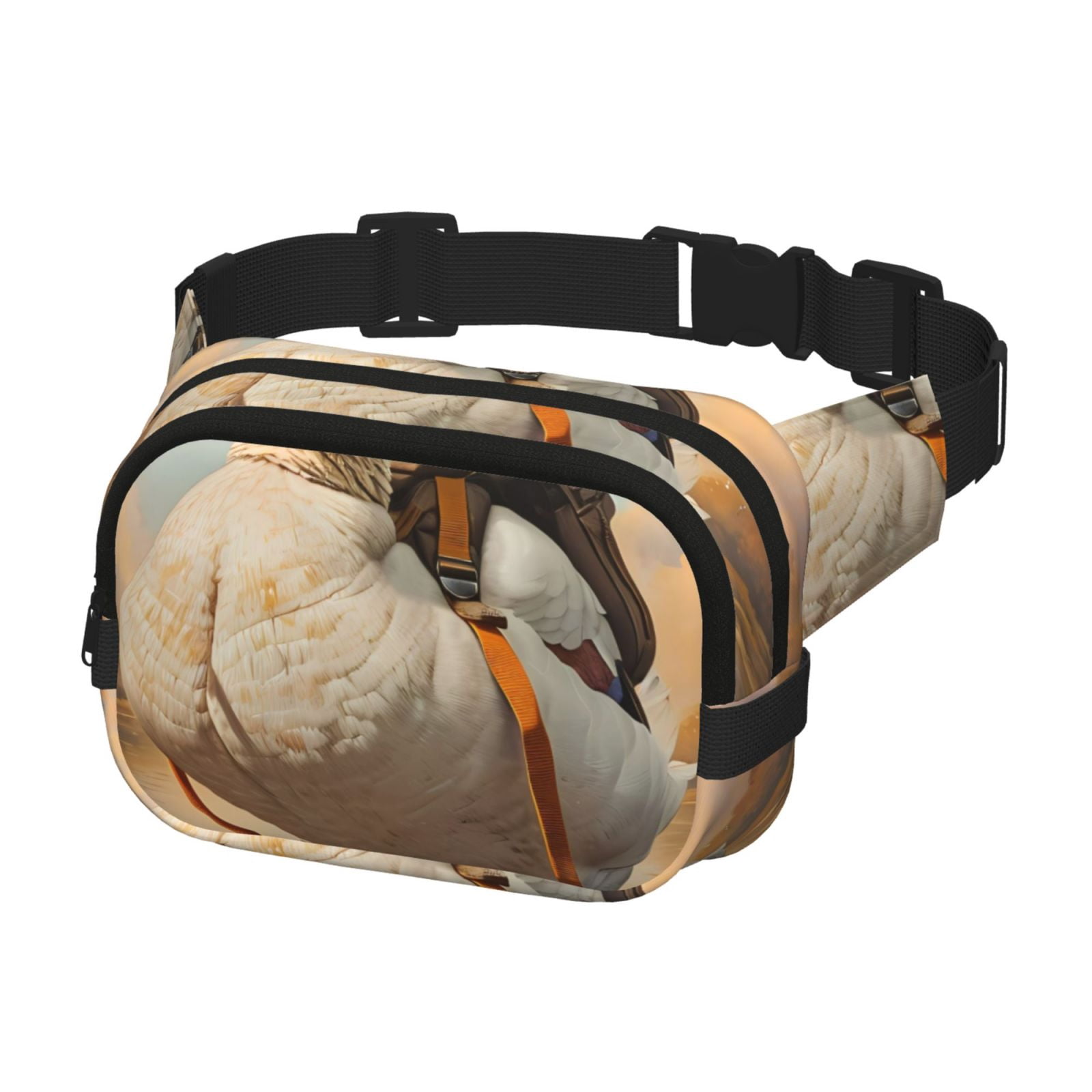Picia Hiking Duck Print Square Double-Layer Waist Bag Mini Adjustable Waist Belt Bag Exercise Running Travel Hiking