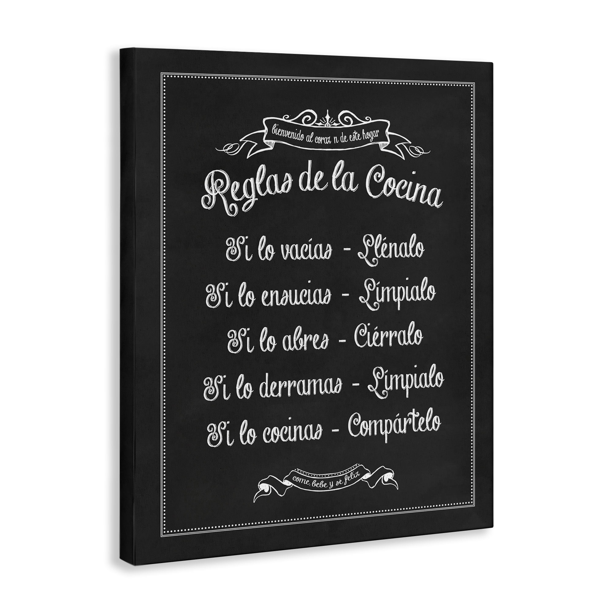 Stupell Industries Reglas de la Cocina Food & Beverage Painting Wrapped Canvas Art Print Wall Art, 36 x 48