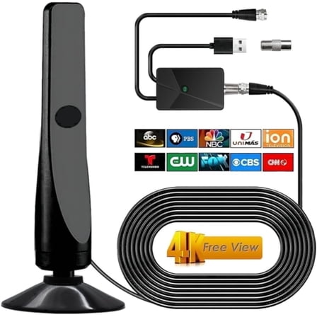 AUTERCO TV Antenna for Smart TV Indoor with Amplifier Signal Booster for Free Channels Long Range HD Digital Antenna for Local Channels Supports 4K 1080p