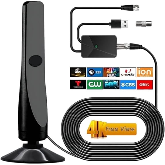 AUTERCO TV Antenna for Smart TV Indoor with Amplifier Signal Booster for Free Channels Long Range HD Digital Antenna for Local Channels Supports 4K 1080p