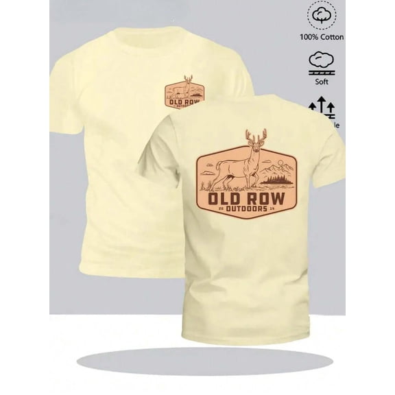 Apricot Old Row Double-Sided Print Mens 100% Cotton Vintage Graphic T-Shirt Streetwear Style