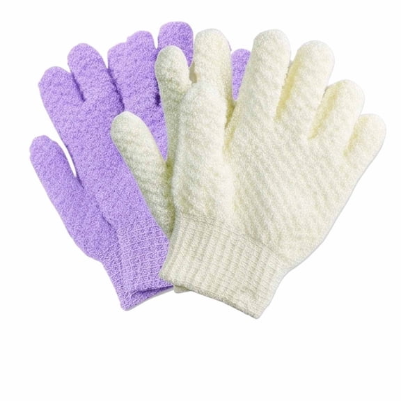 2 PCS 3D Textured Five-Finger Exfoliating Bath Glove Nylon Bath Scrubbing Mitts for Body Cleansing Shower Spa Exfoliating Gloves, Deep Cleaning Skin Care