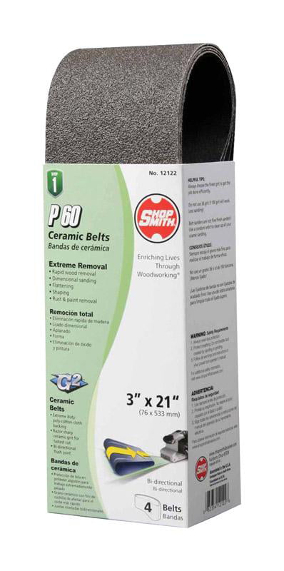 W Ceramic  Sanding Belt  60 Grit Coarse  1 pc. Shopsmith  18 in L x 3 in 