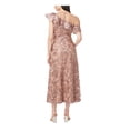 thumbnail image 2 of JS COLLECTION Womens Brown Zippered Sequined Embroidered Lined Sheer Flutter Sleeve Asymmetrical Neckline Midi Evening Gown Dress 10, 2 of 4