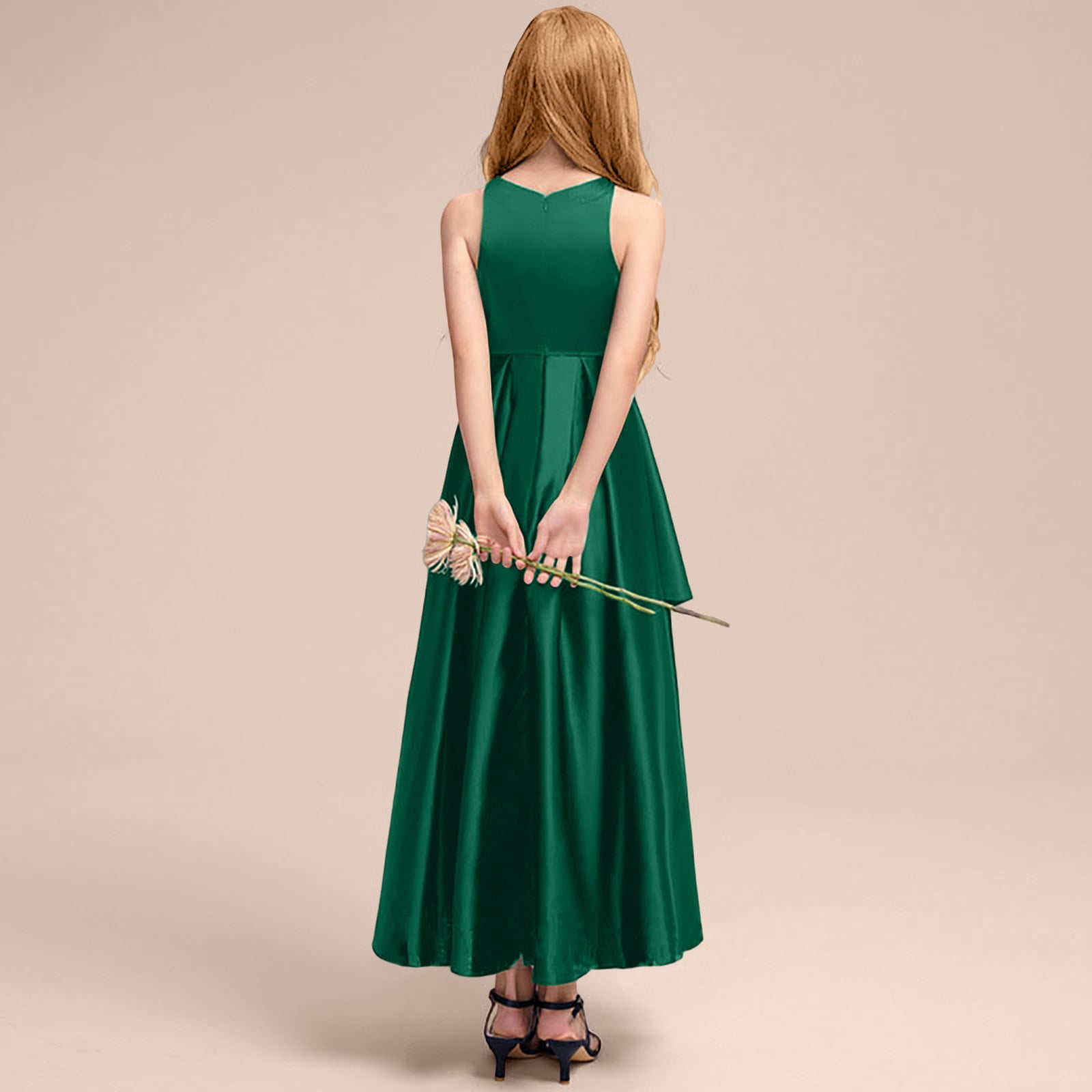Wdgfv Girls Formal Dresses Elegant Party Gown For Recital Performance Pageant Sleeveless Summer Dress Toddler To Teen Gown Green 3-4 Years