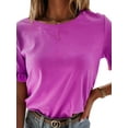 thumbnail image 3 of Enwejyy Valentine's Day Ruffle Jersey Round Neck Short Sleeve Purple Color Casual T-Shirt Tops, 3 of 5