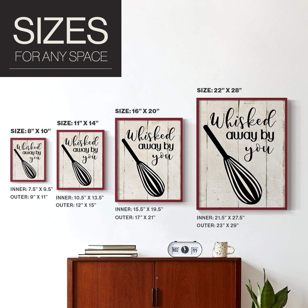 Whisked Away Framed Print in Red Solid Wood 11 x 14 Framed Print