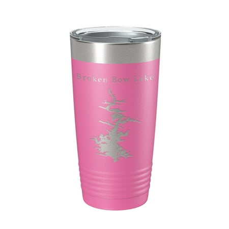 

Broken Bow Lake Map Tumbler Travel Mug Insulated Laser Engraved Coffee Cup Oklahoma 20 oz Pink