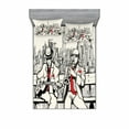 thumbnail image 2 of Ambesonne Retro Fitted Sheet & Pillow Sham Set, Beats in New York Night, Twin, Red Black Ecru, 2 of 3