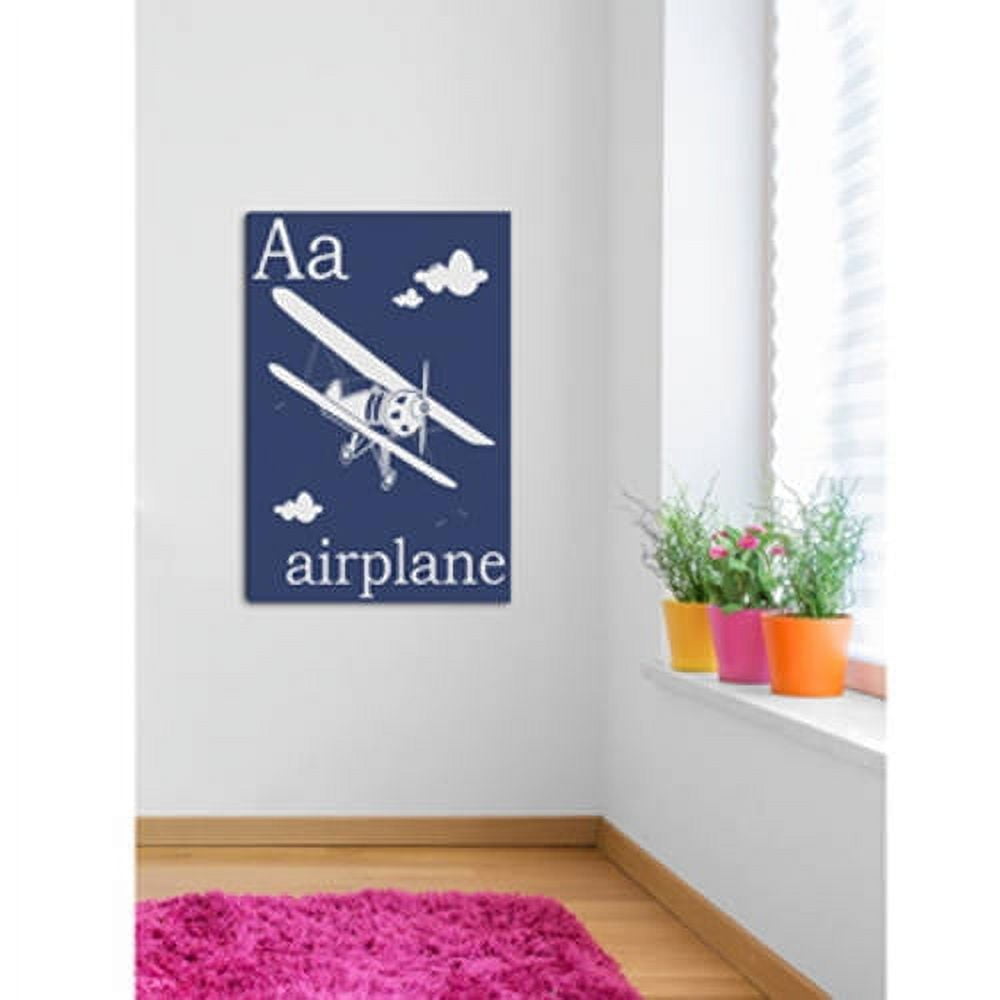 Marmont Hill "A for Airplane" by Karen Zukowski Painting Print on Wrapped Canvas