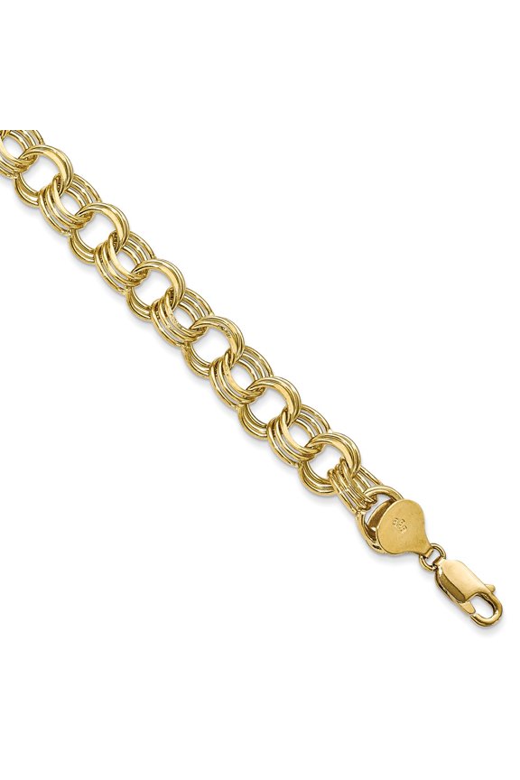 10K Triple Link Charm Bracelet