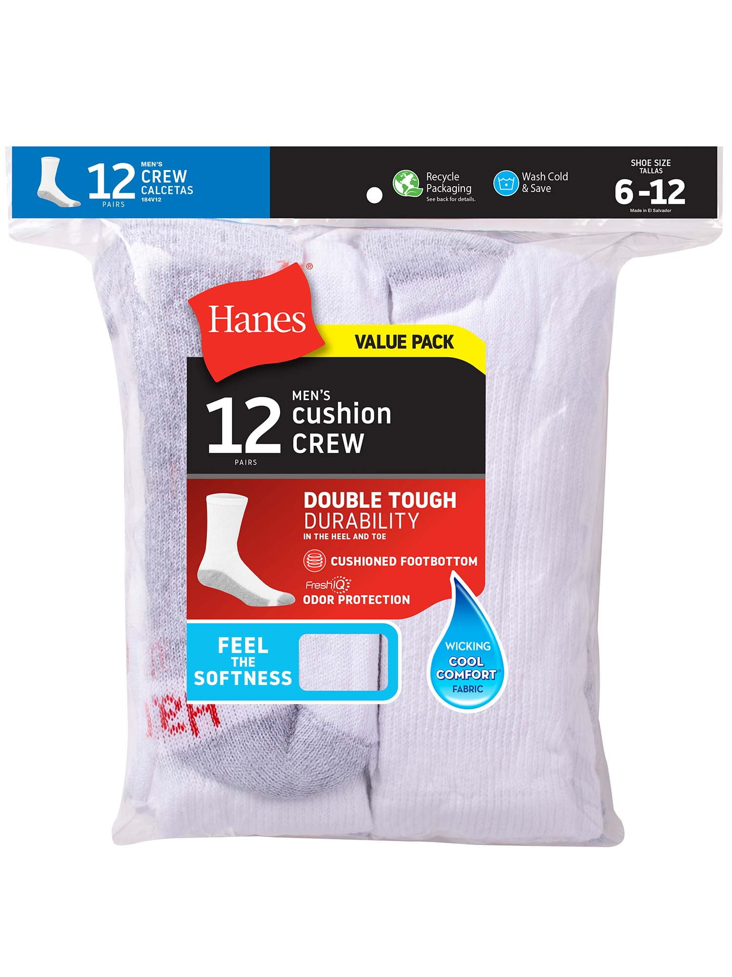 12 Pairs Details about   Hanes Men's Cushion Ankle Socks 