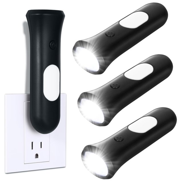 Luces de emergencia por corte de energía ROSSEX 4 en 1, 3 piezas, negras
