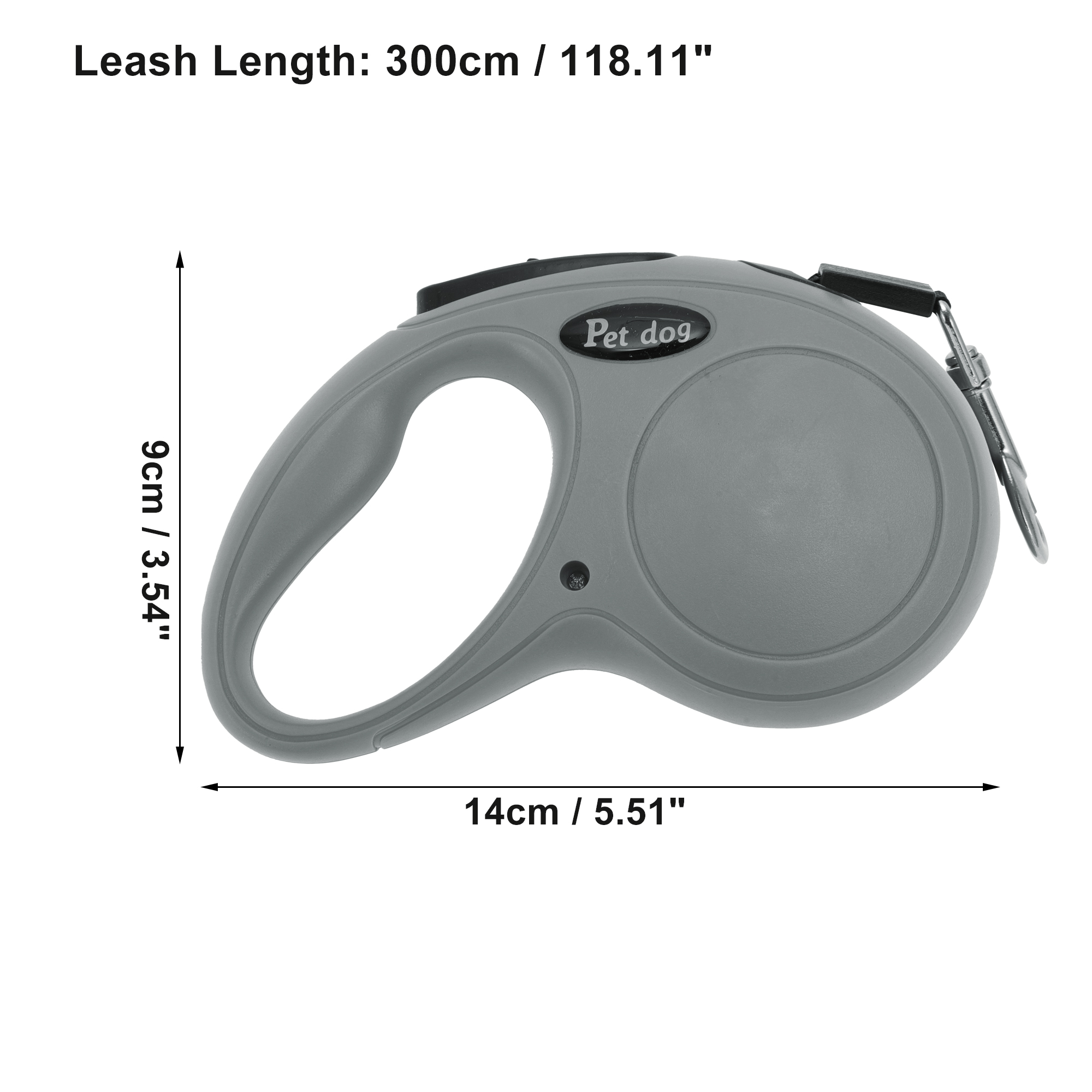 Unique Bargains Retractable Pet Leash Classic Dog Leash Soft Handle Gray 118.11"