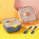 thumbnail image 1 of Caja bento apilable de 4 compartimentos con bol grande de ensalada y recipiente para salsa - 1200 ml, tenedor incorporado, impermeable - azul, 1 of 8