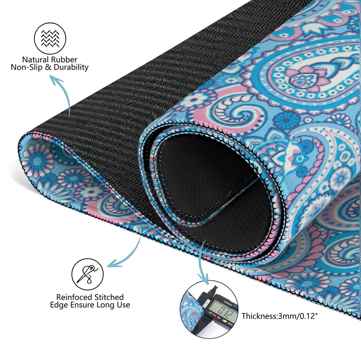 Classic Boho Style Multi-Purpose Game Mat 31.5x31.5 Inch Rubber Surface for Mahjong with Anti-Slip Backing and Noise Dampening for Game Room Activities