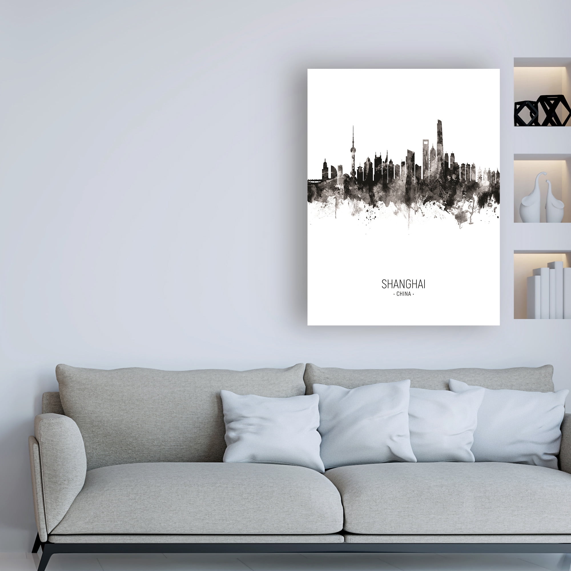 Trademark Fine Art 'Shanghai China Skyline Portrait II' Canvas Art by Michael Tompsett