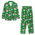 thumbnail image 4 of SCRAWLGOD Santa Claus Women Pajamas Long Sleeve Nightwear for Women Pj Loungewear Size L V Neck Front Button Up Pjs Lightweight 2-Piece Set for Christmas, 4 of 7