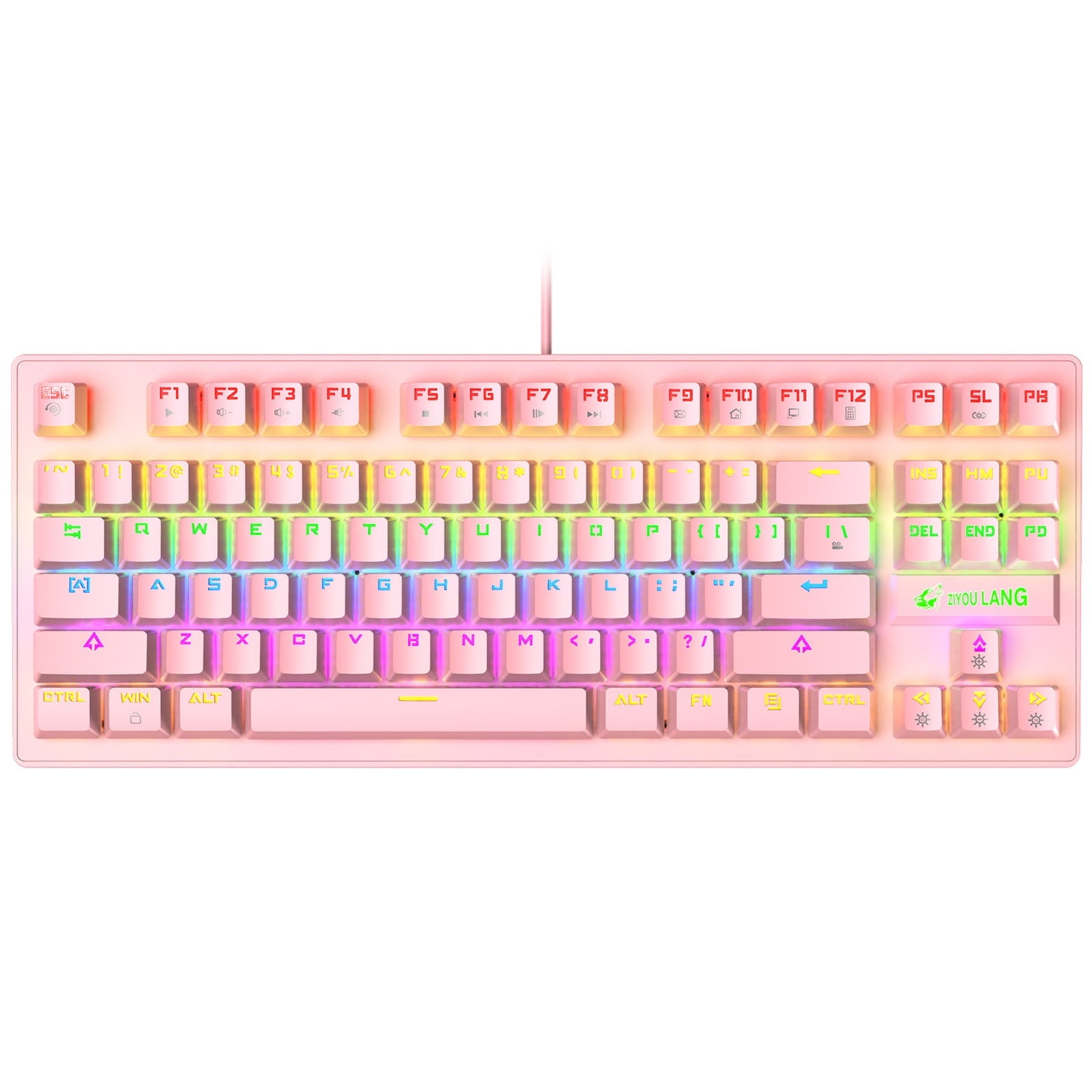 Yufenmy Clearance Tech Accessories Mechanical Keyboard 87 Keys Layout LED Backlit Blue Switches Wired