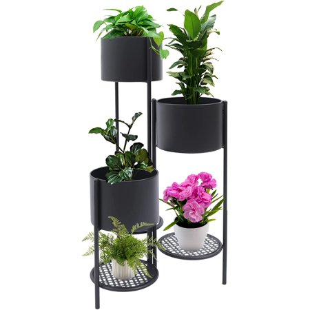Fichiouy 6-Tier Metal Flower Pot Plant Stand Floor standing Multilayer Shelf Rack for Patio Living Room Balcony