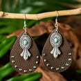 thumbnail image 2 of Nvzi Pendientes colgantes de estilo retro, nuevos y únicos, estilo bohemio étnico, joyería vintage (marrón), 2 of 3