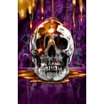 thumbnail image 1 of Estatua de calavera de Metal abstracto, impresiones doradas en lienzo, carteles, pintura, imágenes artísticas de pared para sala de estar, decoración del hogar, sin marco, 1 of 4
