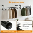 thumbnail image 3 of BEAMNOVA Industrial Pipe Clothes Rack Wall Mounted, 41.7"L Heavy Duty Iron Pipe Clothing Garment Rail Display Hanging Rod Bar, Max Load 110lbs (Black), 3 of 7