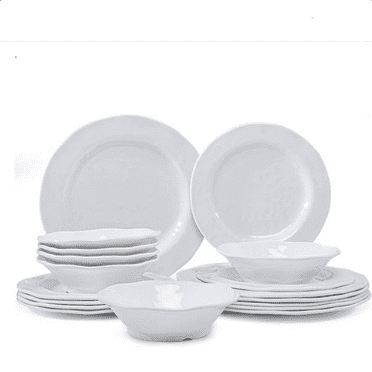 Basic White Melamine Dinnerware Sets, 18 Piece melamine dishes set, Service for 6, Plates and Bowls Sets Great for Indoor and Outdoor Use, Dishwasher safe…