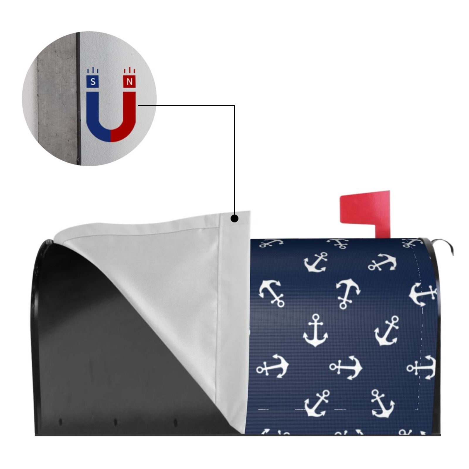 Naloa Nautical Themed Simple Anchors Mailbox Covers Magnetic Post Box Cover Post Letter Box Cover Garden Decor-21x18 in