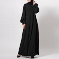 thumbnail image 2 of Fesfesfes Long Sleeve Dress Women Solid Color Robe Vintage Elegant Swing Kaftan Party Dress, 2 of 5
