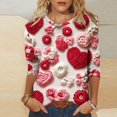 thumbnail image 2 of Womens 3/4 Sleeve Shirt Crewneck Casual Loose Print Valentine's Day Womens T Shirt Tee Tops, 2 of 5