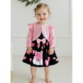 thumbnail image 6 of Qmyliery Toddler Baby Girls Fall Clothes Sets Heart/Floral Pattern Sleeveless Dress with Long Sleeve Cardigan 2Pcs Outfit, 6 of 9