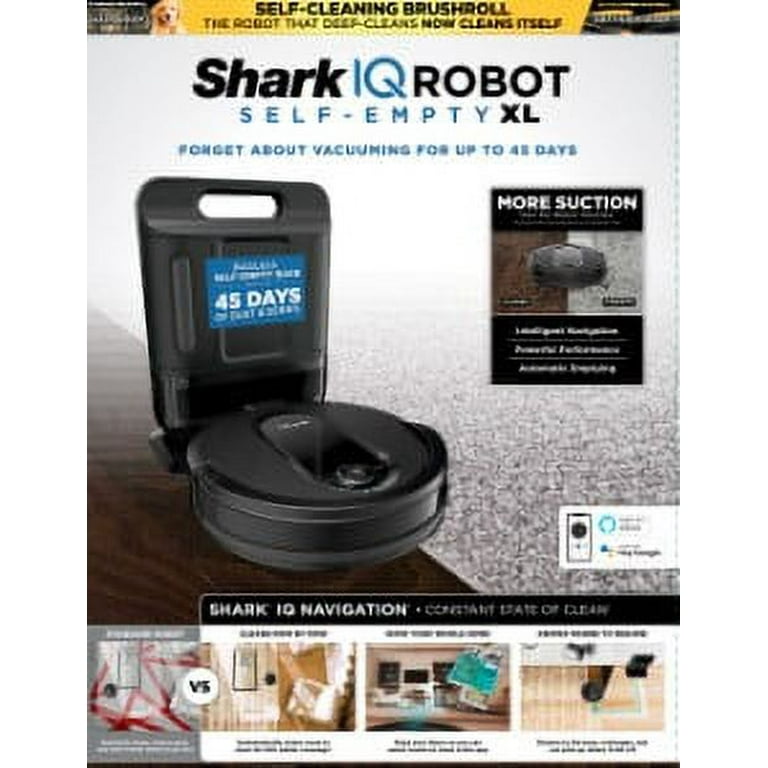 Aspirateur robot Shark IQ avec base auto-vide Aspiration puissante Commande  vocale Wi-Fi Cartographie totale de la maison Parfait pour les animaux de  compagnie Capacité de la tasse à poussière de 0,17 pinte
