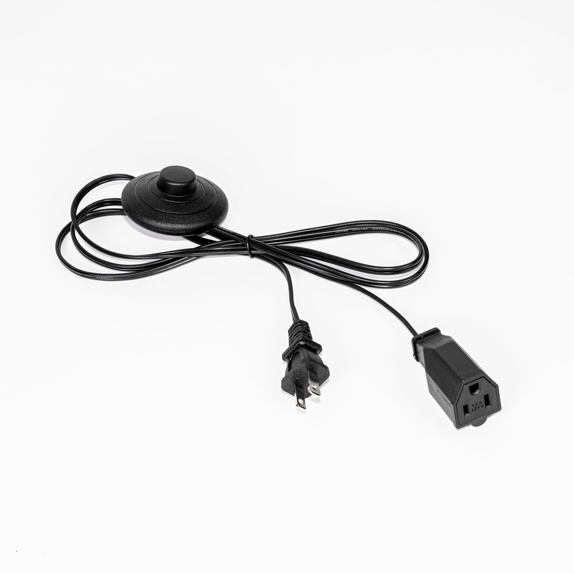 KAYYELAMP 2 Pcs Foot-Activated Pedal Switch Extension Cord with 3-Prong Female Plug - 5.9 Ft Light Black Cable Plug Outlet Power Wire for Lamps, Indoor Lighting Accessory Part DIY Project